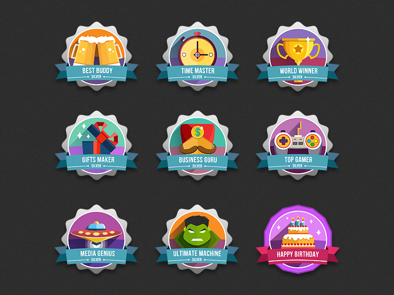 Set of Colored & Bright Badges