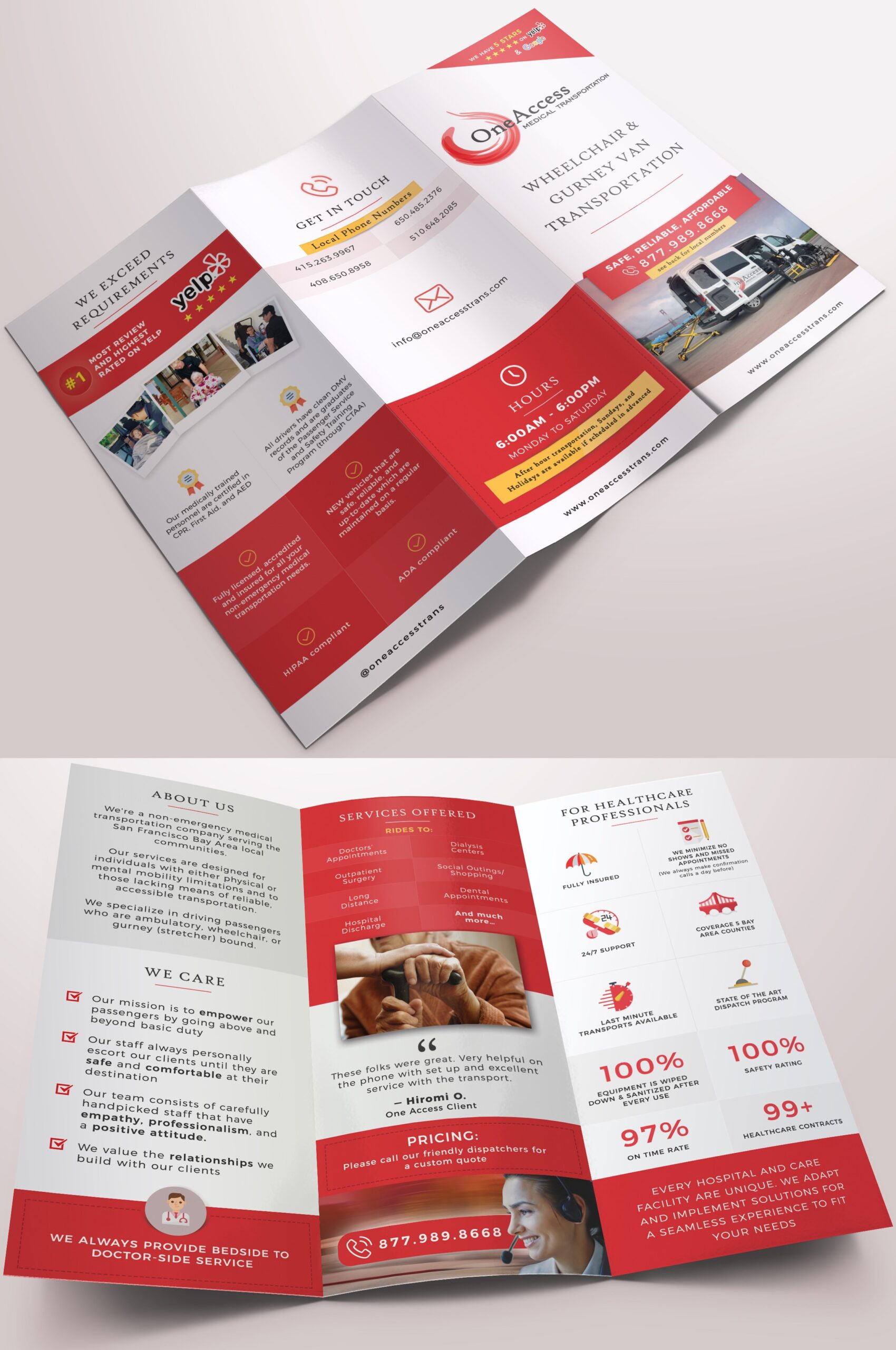 Trifold Brochure for a Medical Transportation in San Francisco1
